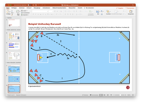 Hallenplaner: Beispiel Unihockey