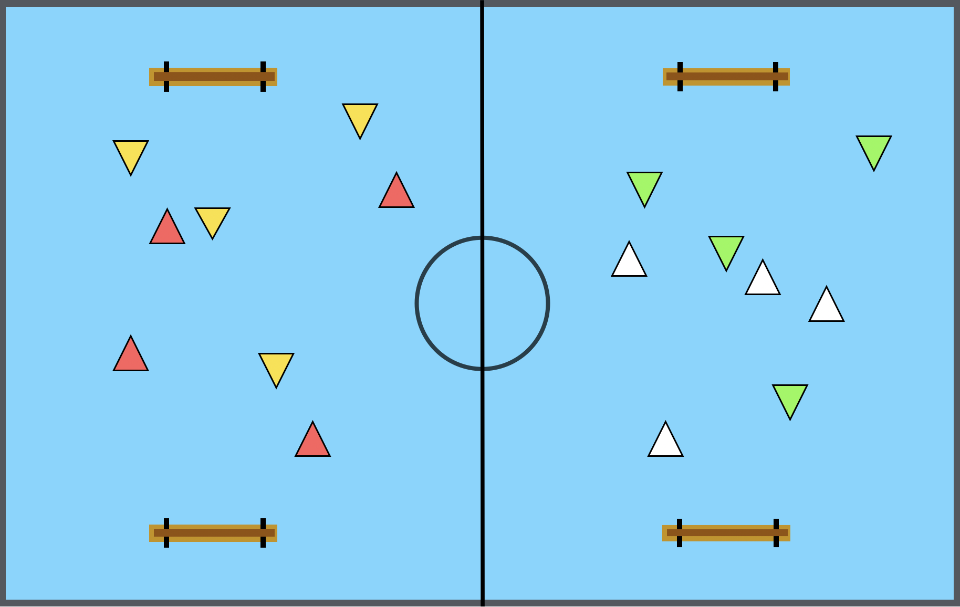 Langbank Fussball auf 2 Spielfeldern
