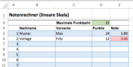 Notenrechner linear